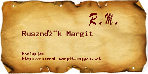 Rusznák Margit névjegykártya